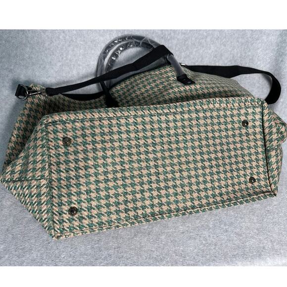 Lulu‎ Dharma NWT Green Houndstooth Weekender Bag Large Tote Carryon Travel - Picture 8 of 11